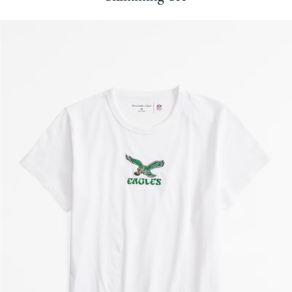 Abercrombie & Fitch White Tee with Green Eagles Graphic